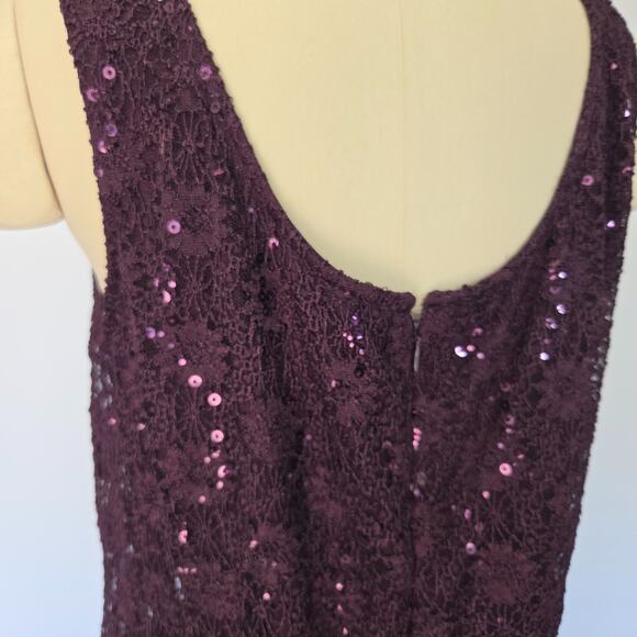 Vintage 90s Purple Lace Maxi Dress Size L Ethereal Fairy Grunge Glam Formal - Picture 9 of 11